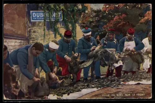 AK Dubonnet Vin Tonique, belgische Soldaten Heiligabend an der Front