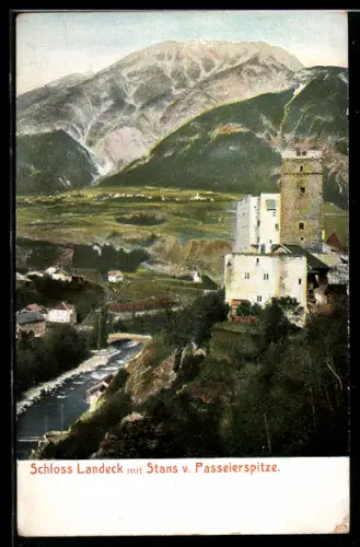 AK Landeck, Schlossansicht mit Stans v. Passeierspitze