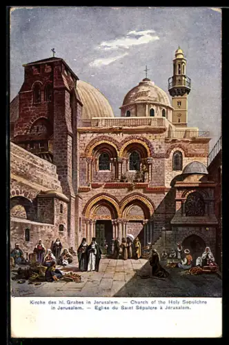 Künstler-AK F.Perlberg: Jerusalem, Kirche des hl. Grabes, Aussenansicht