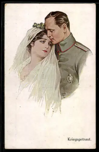 Künstler-AK Kriegsgetraut, Hochzeit in Uniform, Soldatenliebe