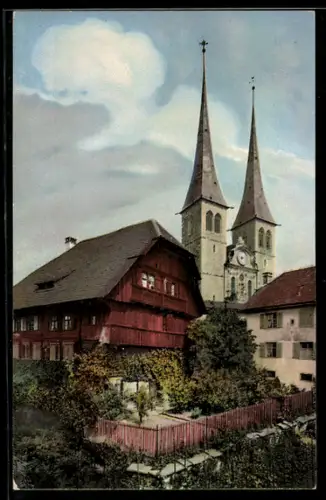 AK Luzern, Hofkirche und Kaplanenhaus