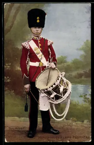 AK Drummer, Northumberland Fusiliers, britischer Soldat mit Trommel