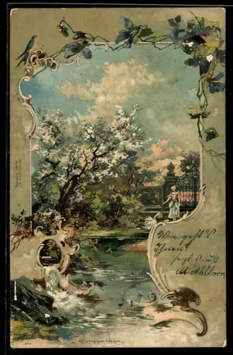 Künstler-AK Theodor Guggenberger: Landschaftspartie