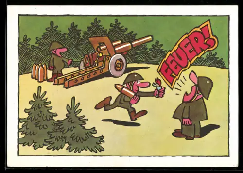 AK NVA, Soldaten mit Kanonen