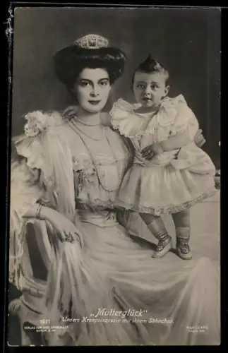AK Mutterglück, Kronprinzessin Cecilie mit ihrem Söhnchen