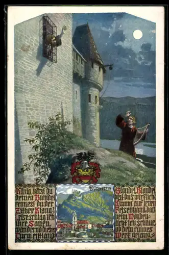 Künstler-AK Richard Assmann: Dürnstein /Wachau, Auffindung Richard Löwenherz durch seinen Sänger Blondel