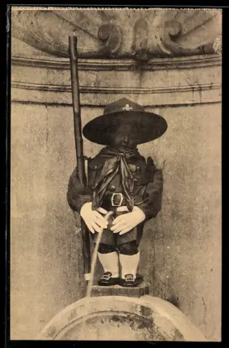 AK Bruxelles, Manneken-Pis en tenue de Boys Scouts nommé Chef de patrouille en 1922