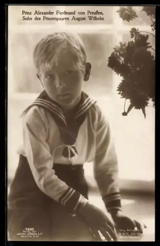 AK Prinz Alexander Ferdinand von Preussen, Sohn des Prinzenpaares August Wilhelm im Kindesalter in Matrosen-Kostüm