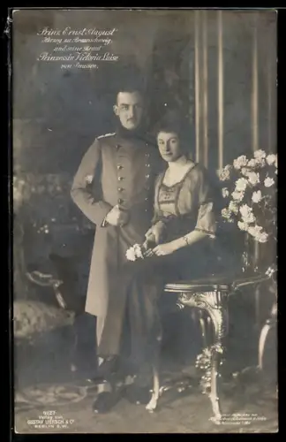 AK Prinz Ernst August mit seiner Braut Victoria Louise Herzogin von Braunschweig