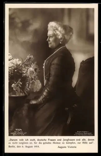 AK Kaiserin Auguste Victoria von Preussen mit Ausspruch