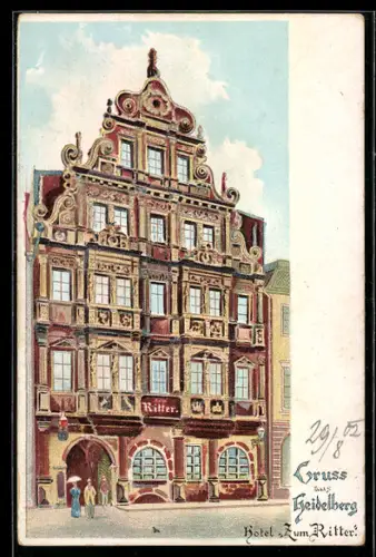 Lithographie Heidelberg, Hotel Zum Ritter