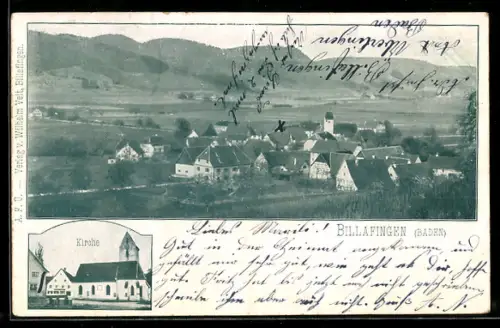 AK Billafingen /Baden, Ortsansicht, Kirche