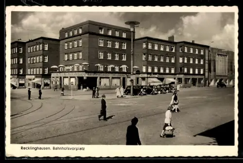 AK Recklinghausen, Partie am Bahnhofsvorplatz