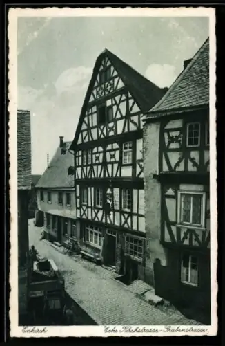 AK Enkirch, Ecke Kirchstrasse-Grabenstrasse