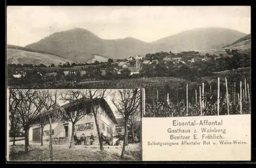 AK Eisental-Affental, Totale des Ortes, Gasthaus zum Weinberg, Bes. E. Fröhlich