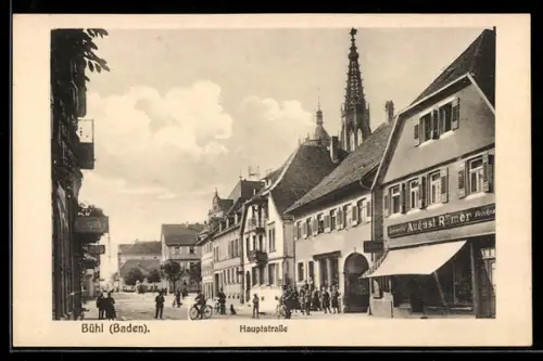 AK Bühl, Hauptstrasse mit Geschäften