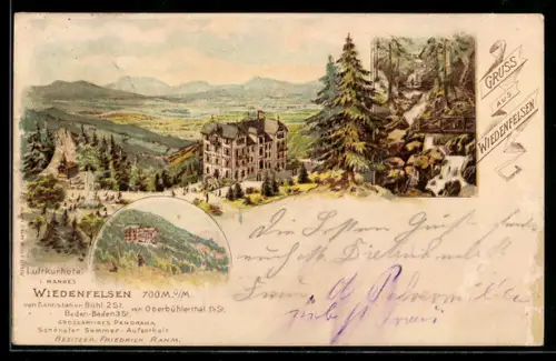 Lithographie Bühl, Luftkurhotel Wiedenfelsen