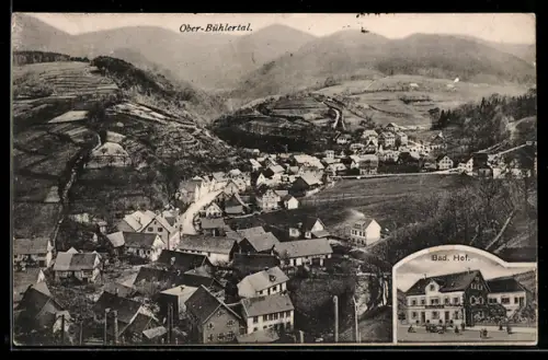 AK Bühlertal, Ansicht von Ober-Bühlertal, Gasthaus Bad. Hof.