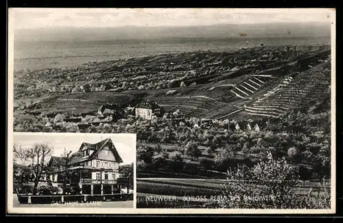 AK Neuweier, Gasthaus zum Lamm, Schloss und Reben des Mauerwein