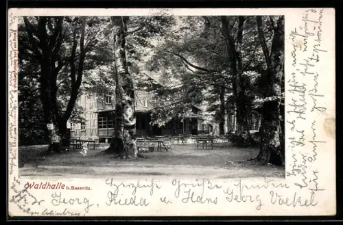 AK Sassnitz, Gasthaus zur Waldhalle, Aussenansicht