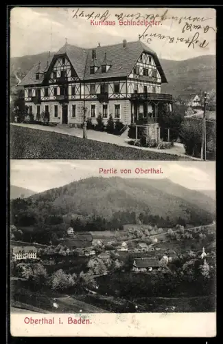 AK Obertal, Kurhaus Schindelpeter, Panoramaansicht