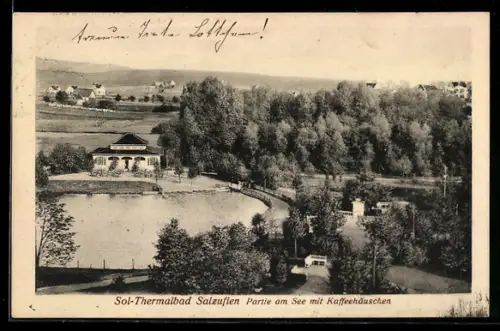 AK Salzuflen, Partie am See mit Kaffeehäuschen