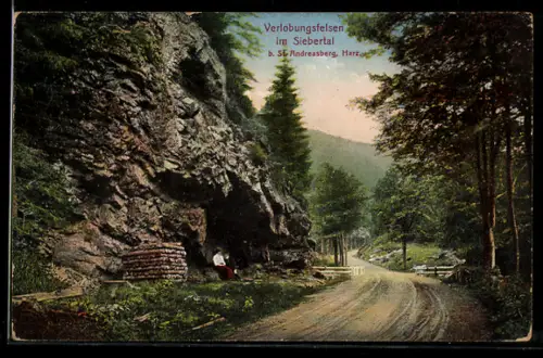 AK St. Andreasberg /Harz, Verlobungsfelsen im Siebertal