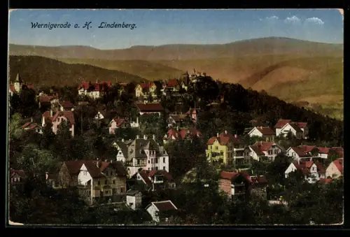 AK Wernigerode a. H., Lindenberg aus der Vogelschau