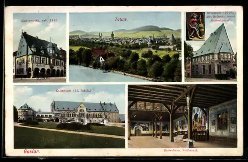 AK Goslar, Kaiserworth, Kaiserhaus, Ortspanorama