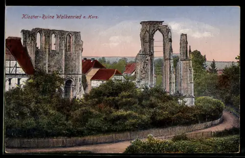 AK Walkenried a. Harz, Blick zur Kloster-Ruine