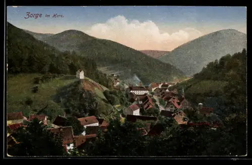 AK Zorge im Harz, Ortsansicht im Tal