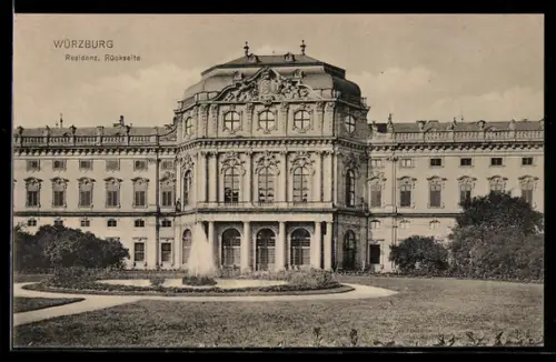 AK Würzburg, Rückseite der Residenz