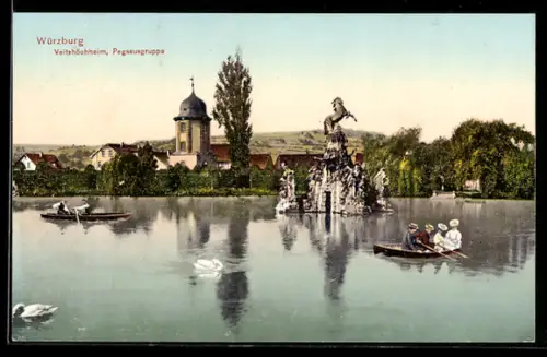 AK Veitshöchheim, Pegasusgruppe im Teich