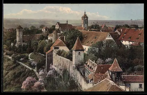 AK Rothenburg o. T., Blick vom Burggarten