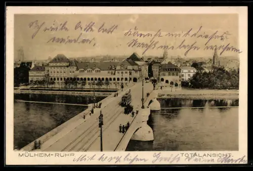 AK Mülheim /Ruhr, Totalansicht mit Brücke