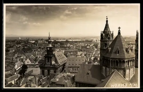 AK Worms a. Rh., Ortsansicht aus der Vogelschau