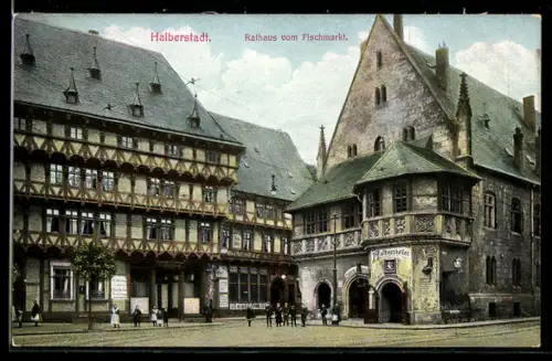 AK Halberstadt, Rathaus vom Fischmarkt