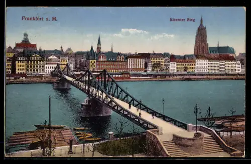 AK Alt-Frankfurt, Eiserner Steg mit Flusspartie