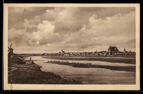 AK Verden /Aller, Ortsansicht mit Allerpartie