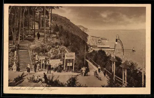 AK Sellin auf Rügen, Strandpromenade mit Treppenaufgang
