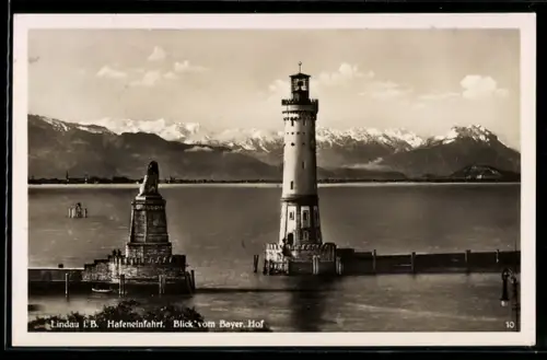 AK Lindau i. B., Hafeneinfahrt, Blick vom Bayer. Hof