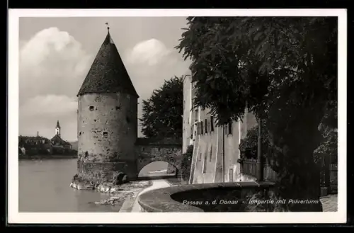 AK Passau a. d. Donau, Innpartie mit Pulverturm
