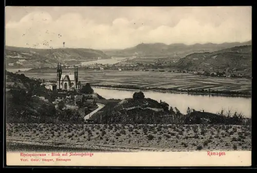 AK Remagen, Rheinpanorama, Blick auf Siebengebirge