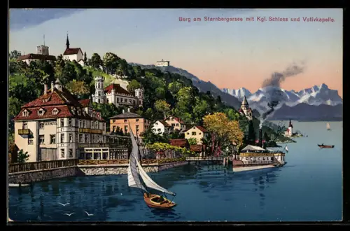 AK Berg am Starnbergersee, Kgl. Schloss und Votivkapelle