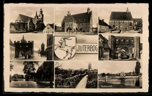 AK Jüterbog, Nicolaikirche, Rathaus, Alte Stadtmauer