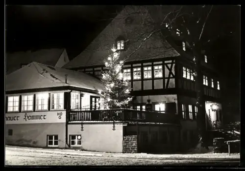 AK Frohnau /Annaberg-Buchholz, Frohnauer Hammer, Herrenhaus zur Weihnachtszeit