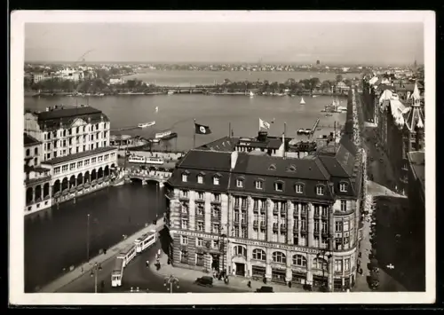 AK Hamburg, Die 3 Alsterbecken aus der Vogelschau, mit n, Alsterarkaden