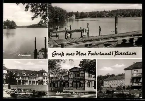 AK Neu Fahrland /Potsdam, Jungfernsee, Gaststätte, Parkrestaurant, Neubausiedlung