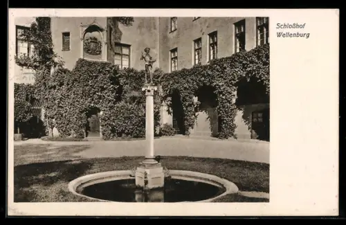 AK Wellenburg, Schlosshof mit Brunnen