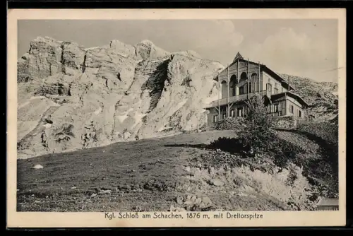 AK Schachen, Kgl. Schloss am Schachen mit Dreitorspitze